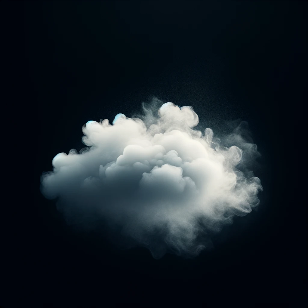 A gentle, soft cloud of steam rising slowly against a deep black background. The steam is light and delicate, drifting upwards with a serene and tranq